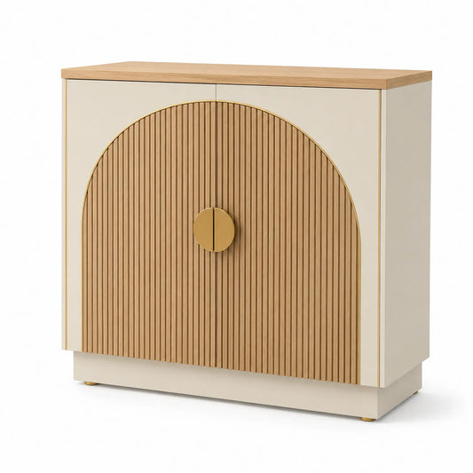 Sideboard aus MDF Beige 100x45x80cm mit zwei Türen