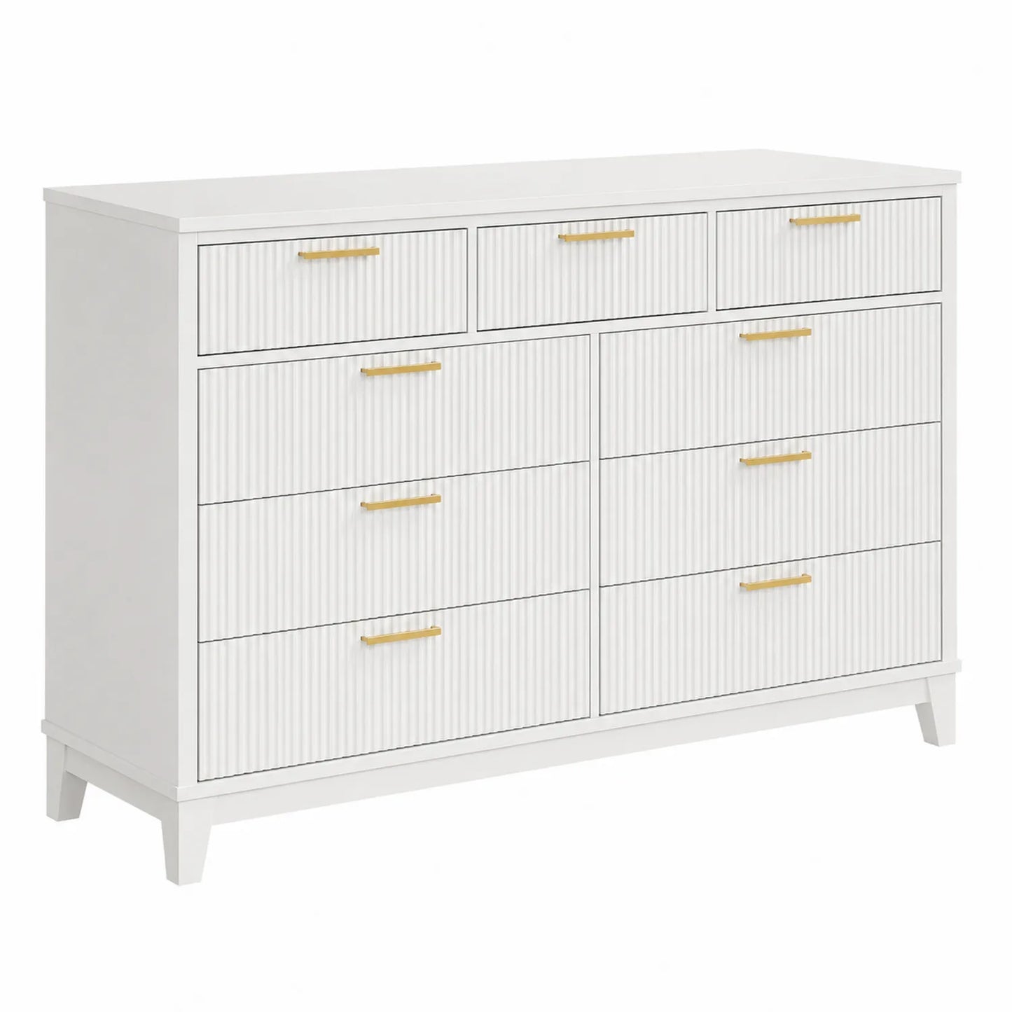 Kommode mit 8 Schubladen MDF Weiß mit Metallgriffen 120x85x40 cm