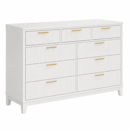 Kommode mit 8 Schubladen MDF Weiß mit Metallgriffen 120x85x40 cm