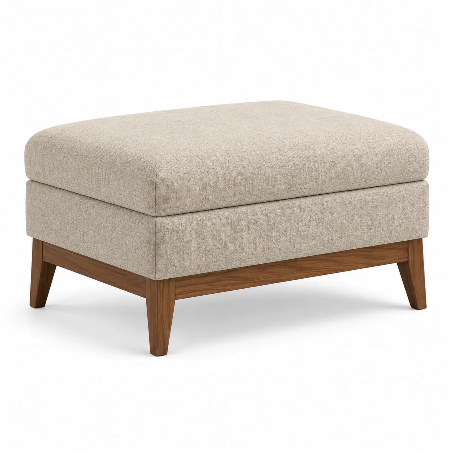 Ottomane aus Leinen Beige mit Massivholzrahmen