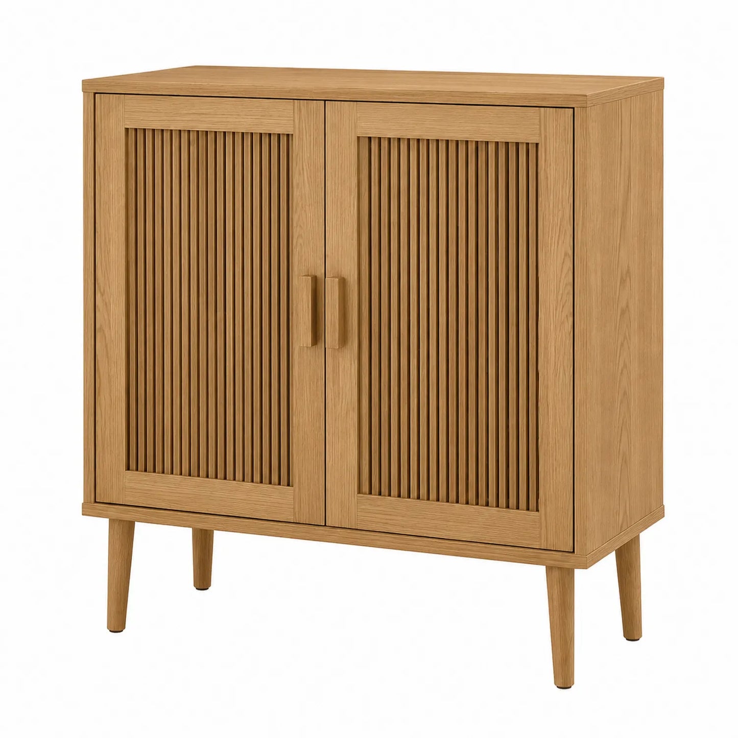 Sideboard aus Eichenholz mit Rillendekor, 80x40x100 cm, Braun