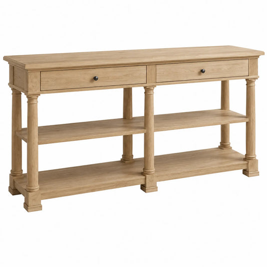 Sideboard Eiche Massivholz Natur mit 2 Schubladen und 2 Regalen