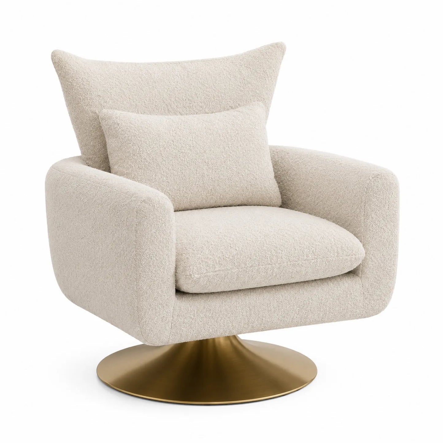 Drehbarer Loungesessel Bouclé Beige mit Metallfuß