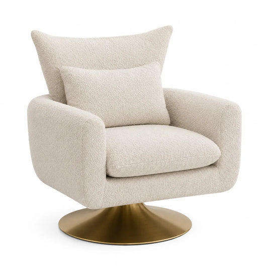 Drehbarer Loungesessel Bouclé Beige mit Metallfuß