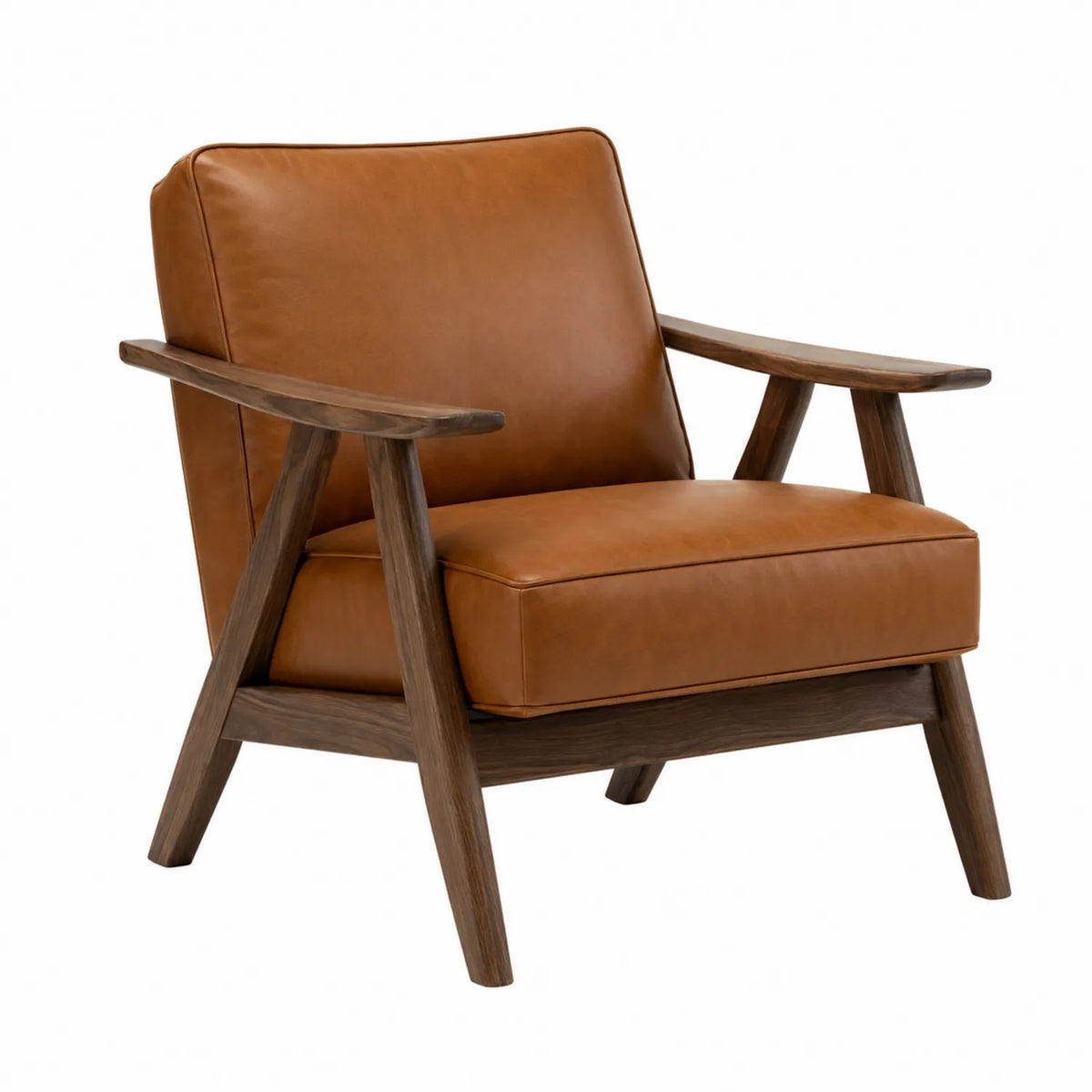 Ledersessel Braun Eichenholz 75cm x 85cm x 90cm